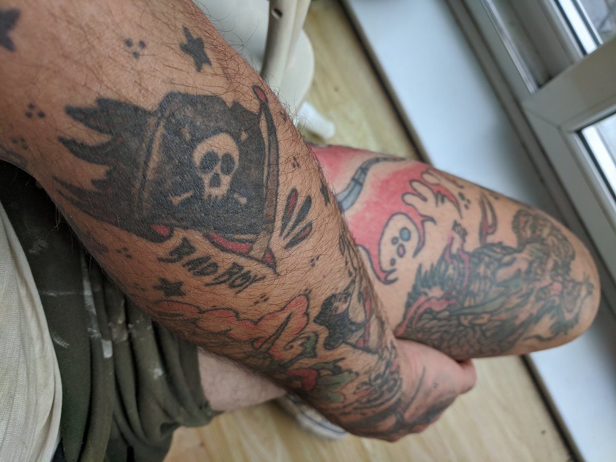 RobBakerOdinson's tweet photo. Late to the party, #NationalTattooDay all these are done by myself. 💪💪 Still have some gaps to fill. 💯💯 #tatted #inkedandbearded #tattooed https://t.co/LfqJgGnpMa