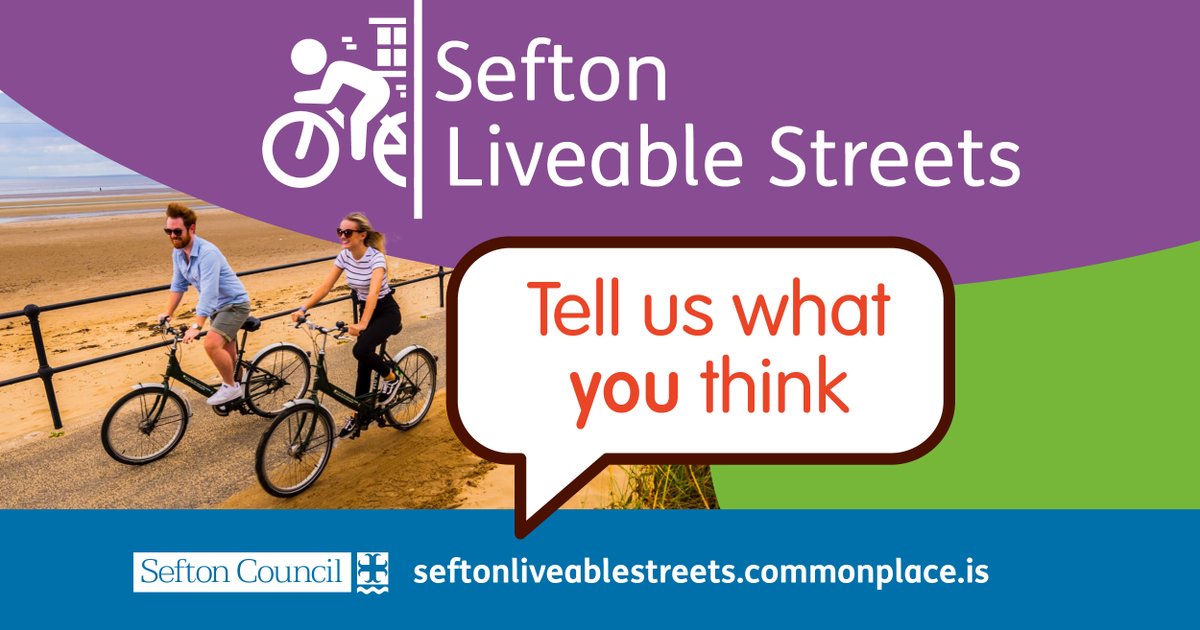 seftoncouncil's tweet photo. Sefton Liveable Streets
We would like your ideas on how to make our streets and spaces better for people walking and cycling in #mysefton. 

Please post your views online at https://t.co/usiJ0QdM1J or email your questions to: transport.planning@sefton.gov.uk https://t.co/pA1a8HBNLE