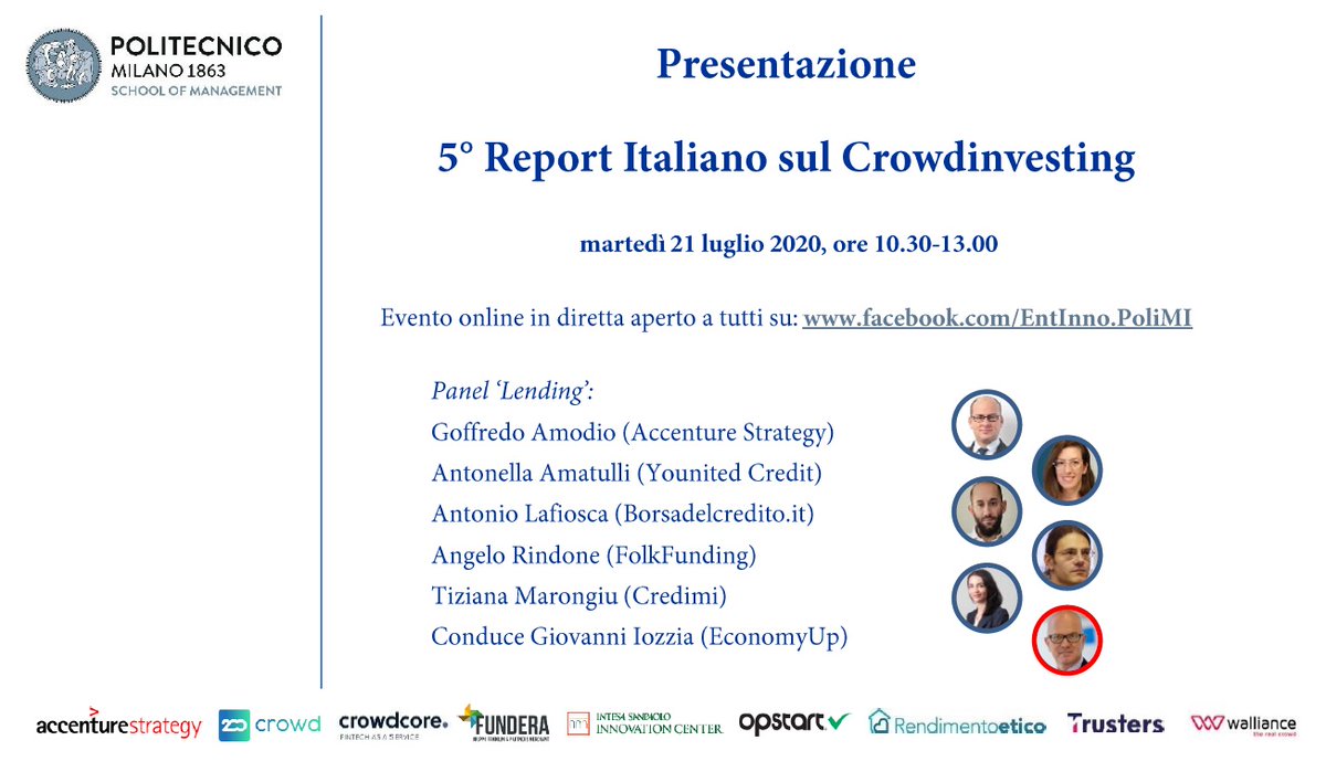 OsservaMiniBond's tweet photo. si avvicina il 5° Report italiano sul #Crowdinvesting
MARTEDI 21 LUGLIO ore 10.30
3 panel di esperti: oggi vi presentiamo il panel #lending 
vi aspettiamo in diretta qui ---> https://t.co/imO0Ssct5i https://t.co/pLkTGtpdN6