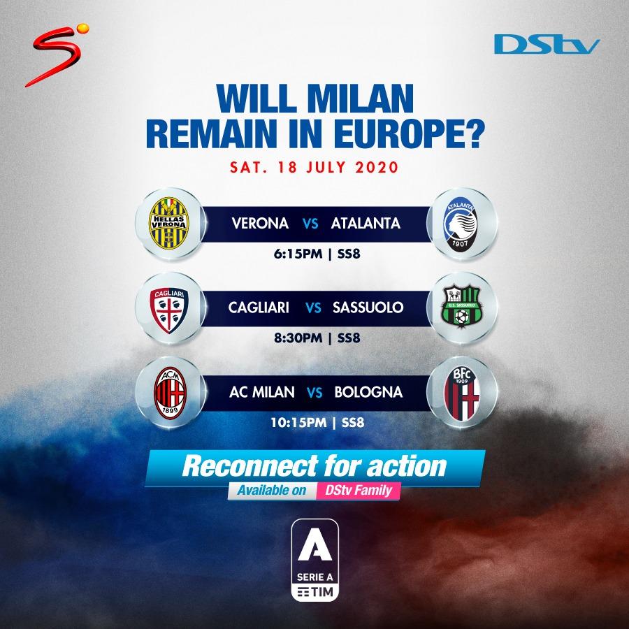 DStvUganda's tweet photo. Since the restart of #SerieA, #ACMilan has collected 17 points out of a possible 21. Will the good run of form continue today?
Stay connected to DStv Family for UGX 49,000 and watch all the action.
#DStvLiveSportsIsBack https://t.co/n80wVtCLcV