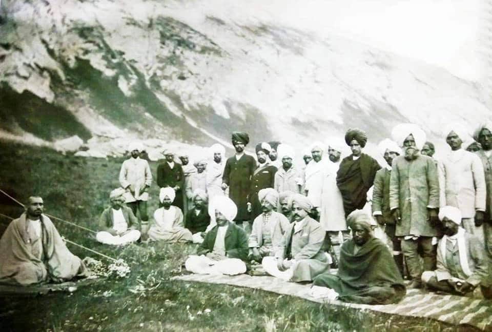 1st pic: Seen here with his brother Raja Amar Singh Ji (Chief of Jammu & Kashmir Army) performing Puja at Chandanwari during Amarnath Yatra, 1898. 2nd pic: A rare and old photograph of the sacred spring of Mata Kheer Bhawani in Tulmulla, Srinagar. 