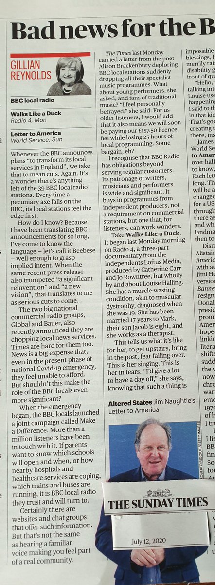 BBC has cut all local radio English folk shows, @elizacarthy, @jimcausley, @jimmoray, @NancyKerrMusic, @showofhandsnews    @TheUnthanks!A vital link, I’m sure you'll agree, between musicians & audience! Here are protests @thetimes & @thesundaytimes… #folkmusic #bbclocalradiocuts