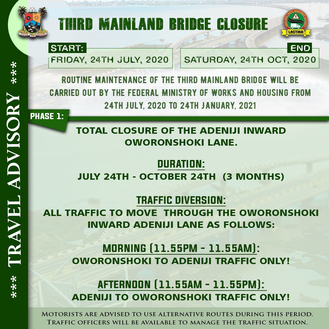 Rehabs Lagos To Shut 3rd Mainland Bridge For 48 Hrs From Friday Vanguard News