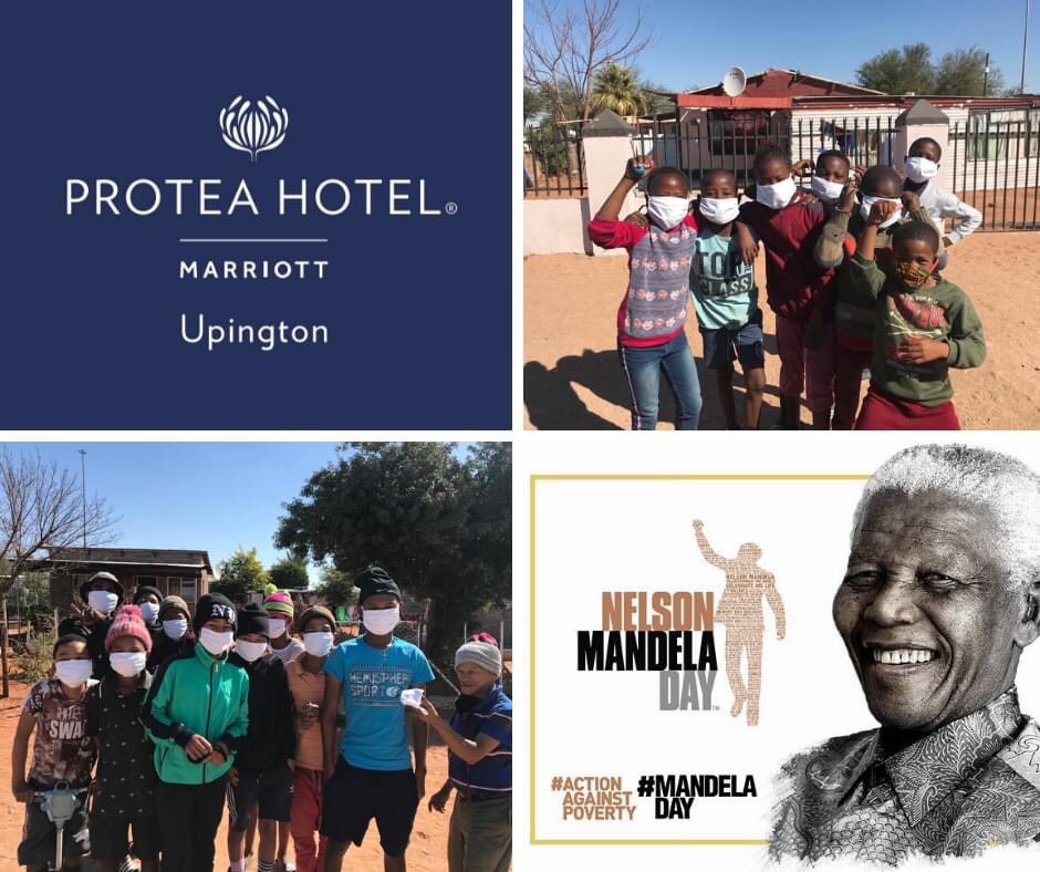 ByProtea's tweet photo. Protea Hotel by Marriott Upington transform sheets into masks, to support the local community. 
"Our hotel replace their bed linen on a regular basis, we have sought to uplift the community by transforming our linen into reusable cloth masks. #MandelaDay2020 https://t.co/ahyzbnItnp