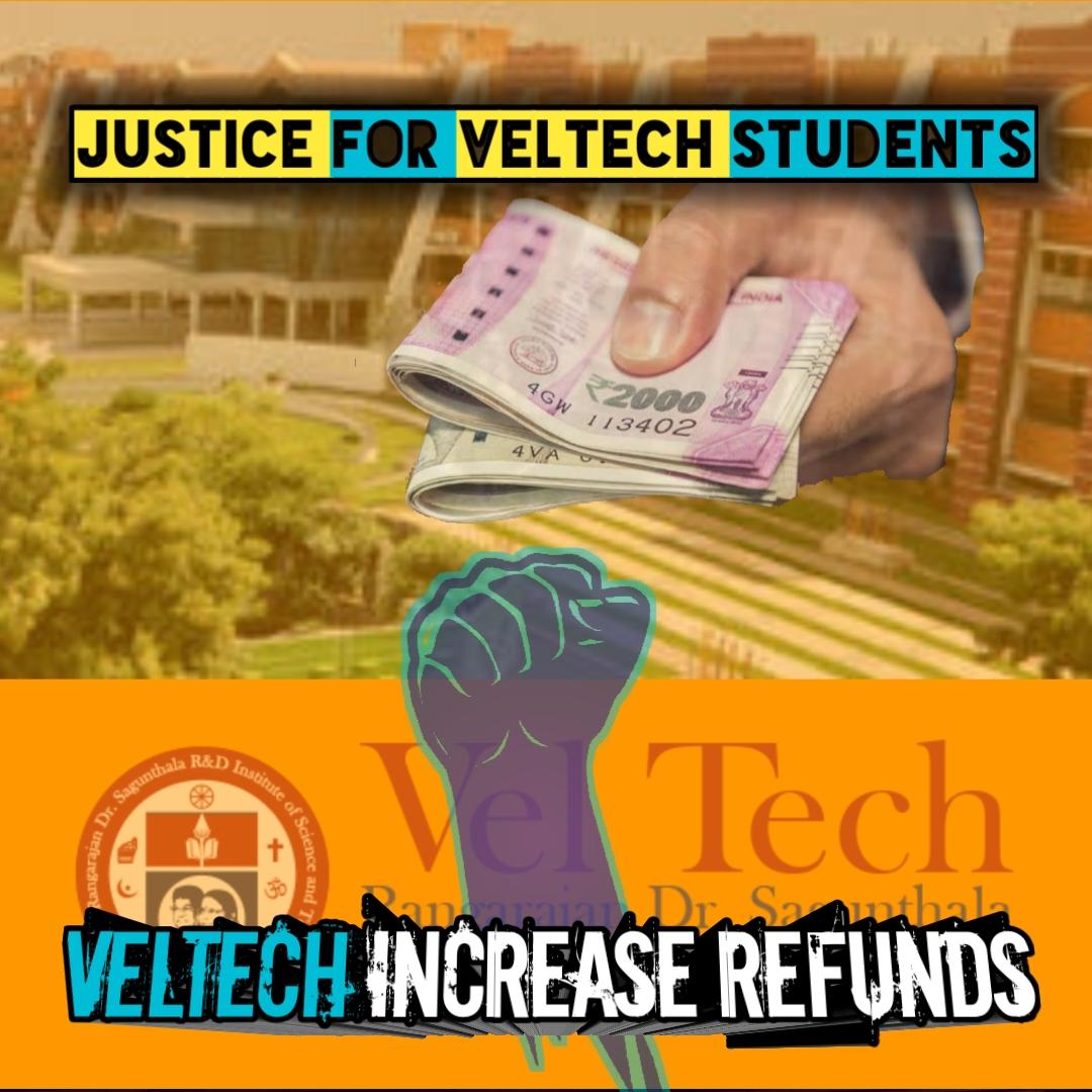 veltechstudents's tweet photo. Poster 💥💥💥
@VT_Univ 
We want respond....
@CMOTamilNadu @veltechstudents @voiceofstudentz @TV9Telugu @News18TamilNadu @KPAnbalaganoffl @PMOIndia @timesofindiapdf @SakshiHDTV 
@madhrashighcourt
@AICTE_INDIA 
#veltechincreserefunds
#justiceforveltechstudents
@veltechstudents https://t.co/yEdeB08FA8