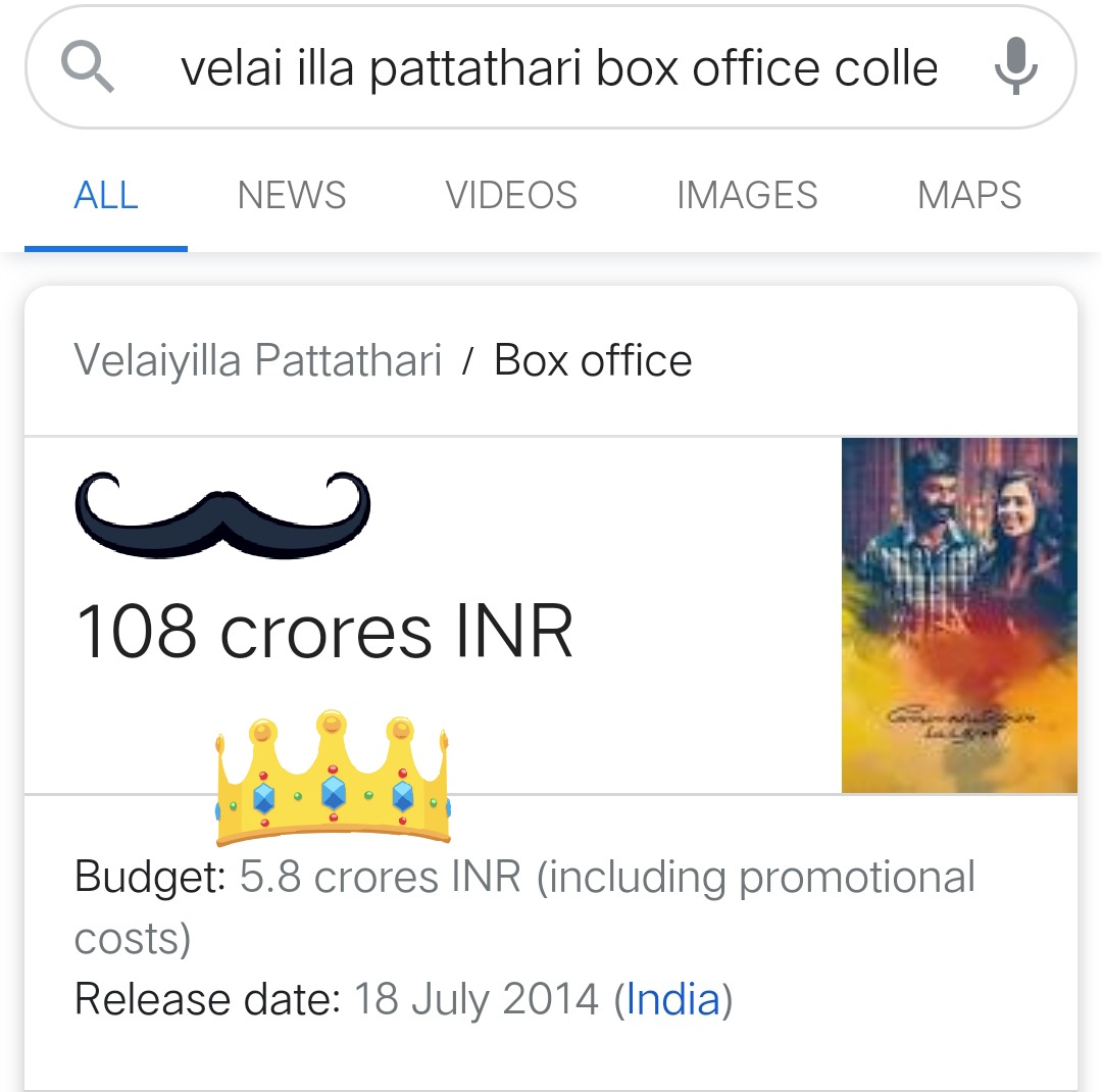 its_D_veriyan's tweet photo. Budget - 5.6Cr
Collection - 108Cr
Profitable movie na இப்படி இருக்கணும்...
#6YearsOfBlockBusterVIP
#6YearsOfVIP
#JagameThandhiram https://t.co/azG2IS2Ifl