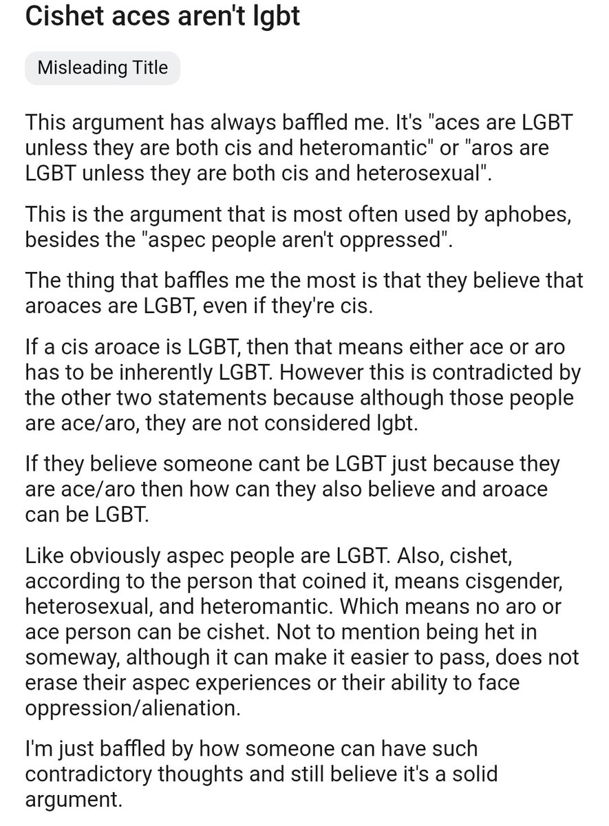 also if you really need it so dumbed down as to why ace erasure is real and there's no such thing as cishet aces/aros, here ya go