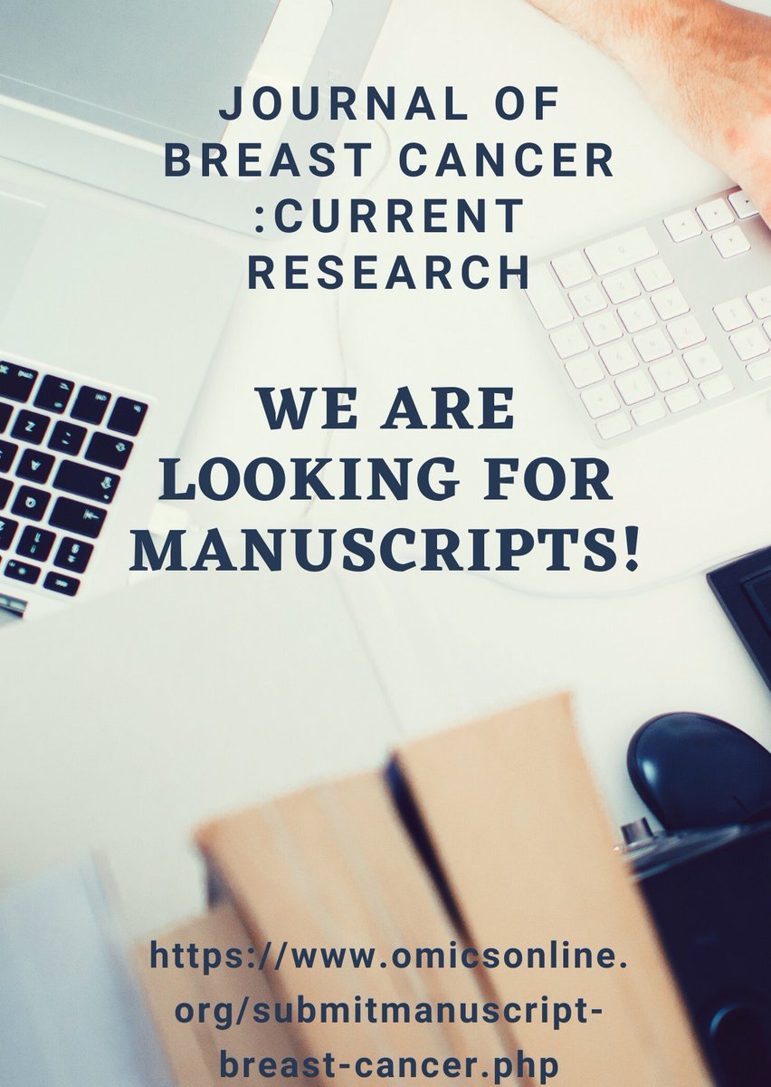 We are providing an opportunity to share your thoughts and ideas for the journal of breast cancer : current research .
WE ARE LOOKING FOR THE MANUSCRIPTS ,CLICK HERE TO SUBMIT : omicsonline.org/submitmanuscri…
##BREAST CANCER