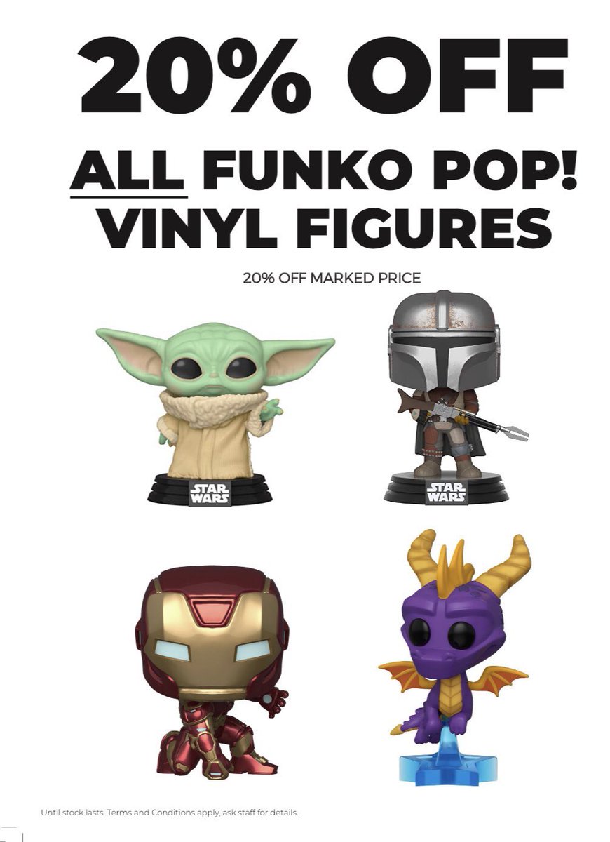 GAMEWGC's tweet photo. For a limited time only!

20% off ALL Funko Pop Vinyl Figures 

Pop in-store today and grab em while stocks last! https://t.co/r7p7P0HlTg