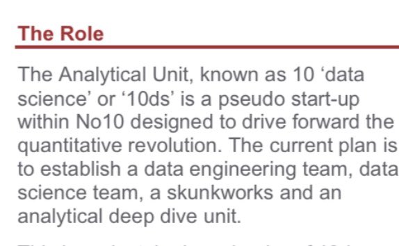 Just a reminder of the job description for the head of the No 10 skunkworks - a “quantitative revolution” building “data worlds”.  https://www.civilservicejobs.service.gov.uk/csr/index.cgi?SID=dXNlcnNlYXJjaGNvbnRleHQ9MTAzMzEwMzI0JnBhZ2VjbGFzcz1Kb2JzJm93bmVyPTUwNzAwMDAmam9ibGlzdF92aWV3X3ZhYz0xNjc5MjI4JnBhZ2VhY3Rpb249dmlld3ZhY2J5am9ibGlzdCZvd25lcnR5cGU9ZmFpciZzZWFyY2hfc2xpY2VfY3VycmVudD0xJmNzb3VyY2U9Y3Nxc2VhcmNoJnJlcXNpZz0xNTk0NDA5Mjc0LTYzZGM3ZWQyMzVkYjNmMmQ2YWMyZGM2MDRhMzQxMmU4ZmUxMTIwZjU=