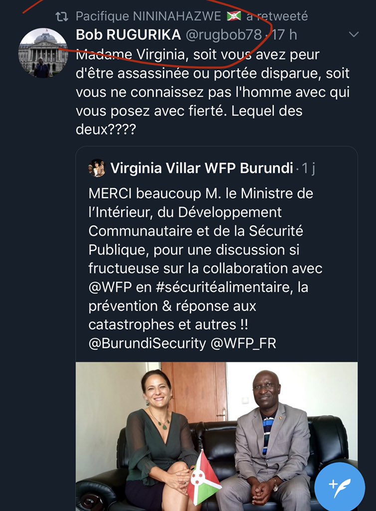 landrysibo's tweet photo. Les bouffons de l’opposition: @pnininahazwe @iburundi @ThierryU @rugbob78 etc. Prouvent leur petitesse d’esprit! Ils mènent une campagne de harcèlement et de diabolisation envers @BdLVillardiere que je condamne fermement! @WFP n’est pas là pour satisfaire vos agendas politiques! https://t.co/N4CY5XlORu
