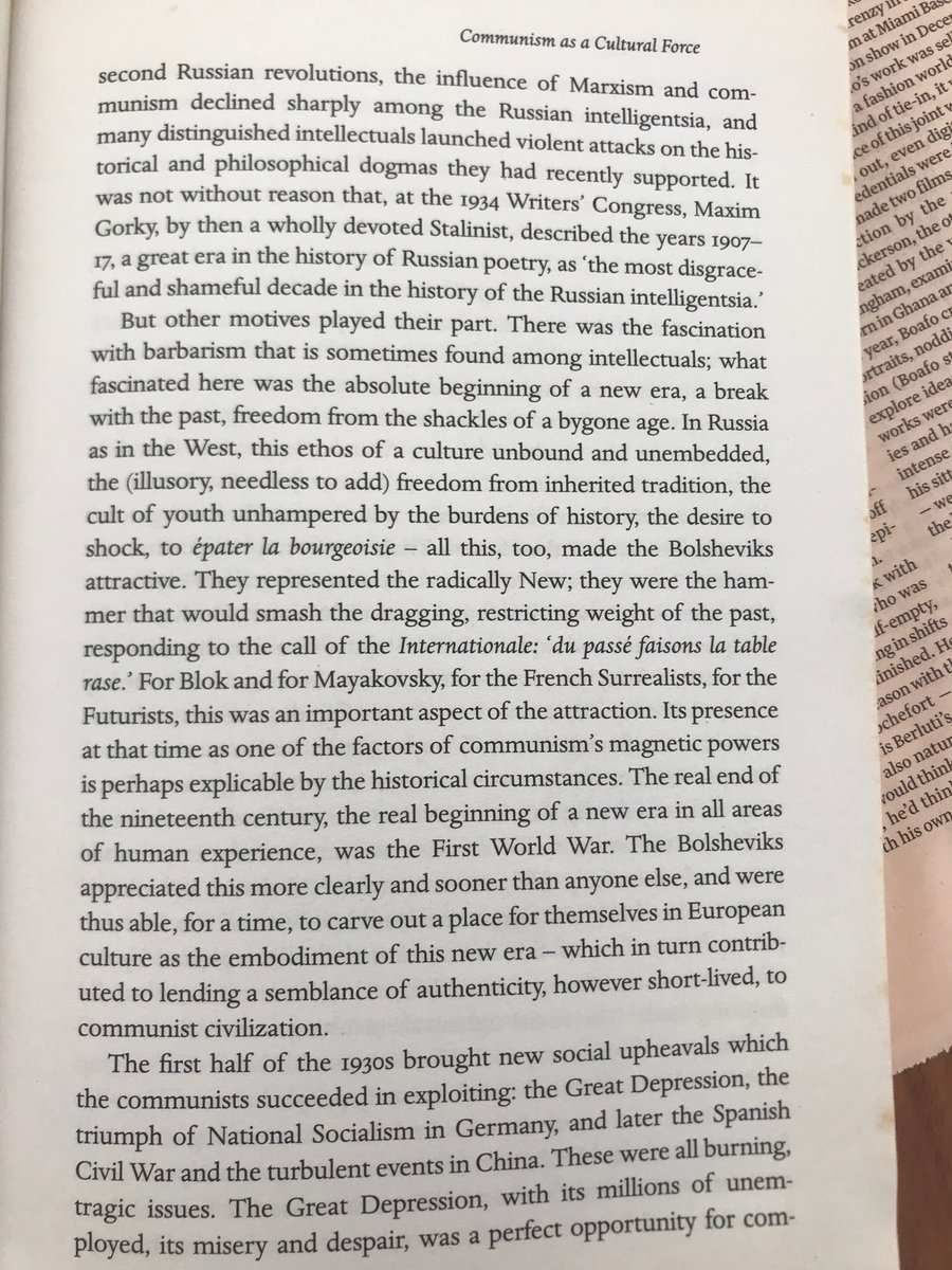 Other motives - fascination w/ barbarism sometimes found in intellectuals; the absolute beginning of a new era, a break from past, freedom from shackles of bygone age.Ethos of a culture unbounded, the freedom from inherited tradition, desire to shock made Bolsheviks attractive.