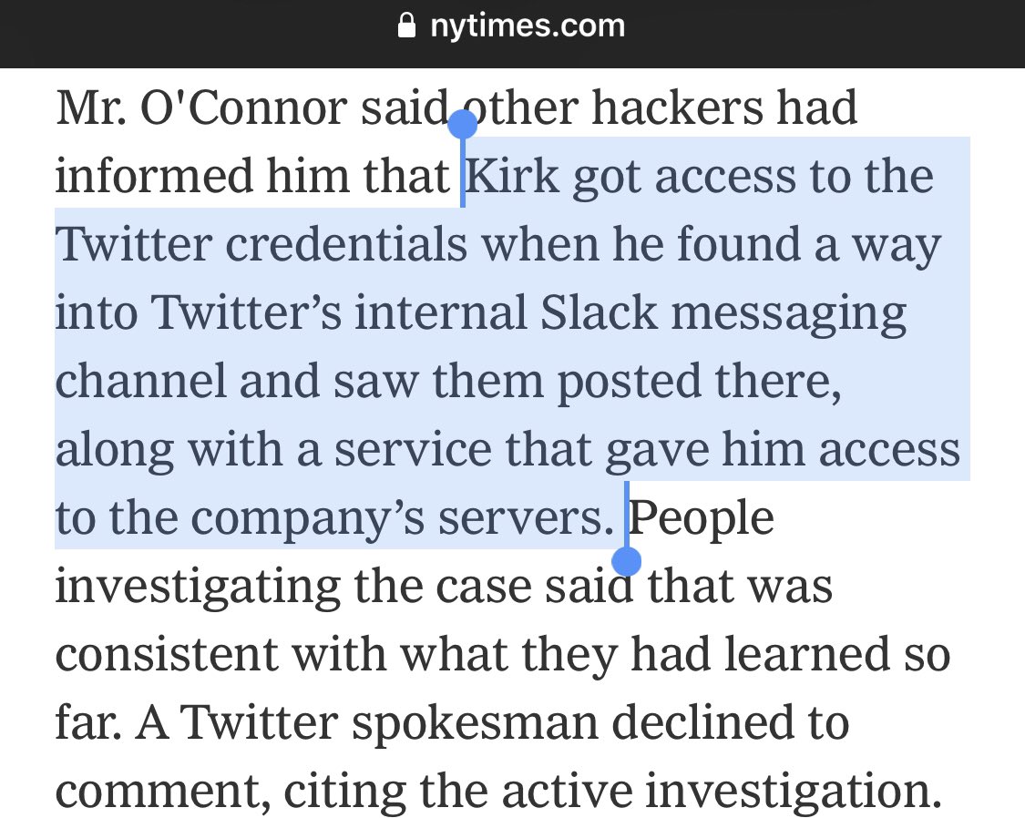 0xDUDE's tweet photo. Hackers Tell the Story of the Twitter Attack From the Inside. 

Credentials were leaked via Twitter’s internal Slack messaging channel. https://t.co/ysSpgVCRTC