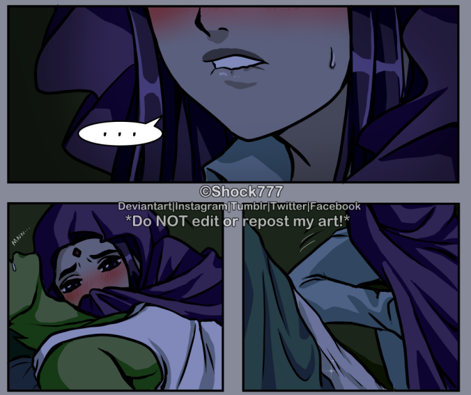 shock777's tweet photo. @MattCave83 challenged me to line and color his comic idea he had sketched, so....6 hours and 17 minutes later, here's the final product! 🤩 Thanks to those who showed up to the livestream to watch the process. Hope you like! #bbrae #raebb #beastboy #raven #teentitans #myart https://t.co/QUmJ4PrBiU