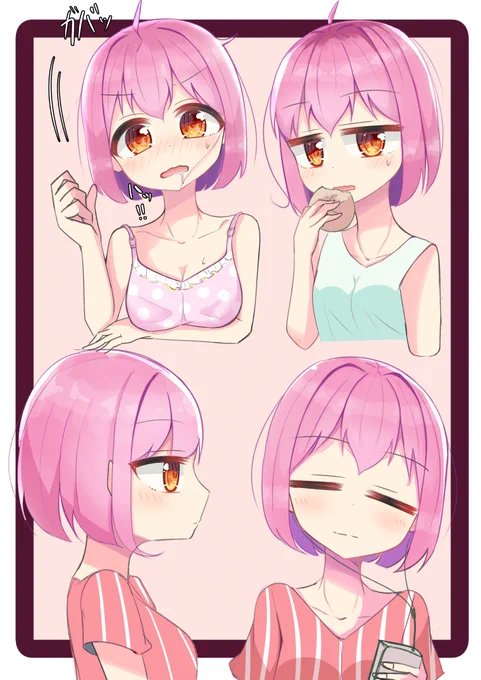 練習。横顔のかわいい描き方が知りたい…