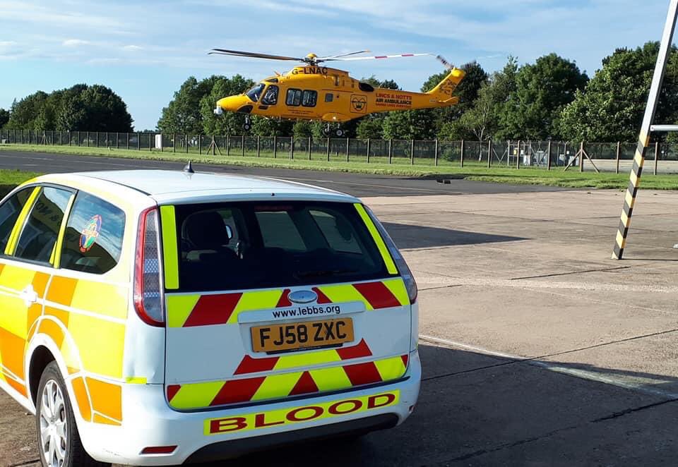 In addition to our usual weekend Duty Crew, we have a team supplying #BloodOnBoard to <a href="/Helimed29/">Helimed 29</a> / <a href="/LNAACT/">Lincs & Notts Air Ambulance</a> seven days a week, rain or shine. This weeks team are Frank over the weekend and Don doing a two week stint from Monday. 
(Thanks to <a href="/johnsrdj/">Roland Johns</a> for the photo)