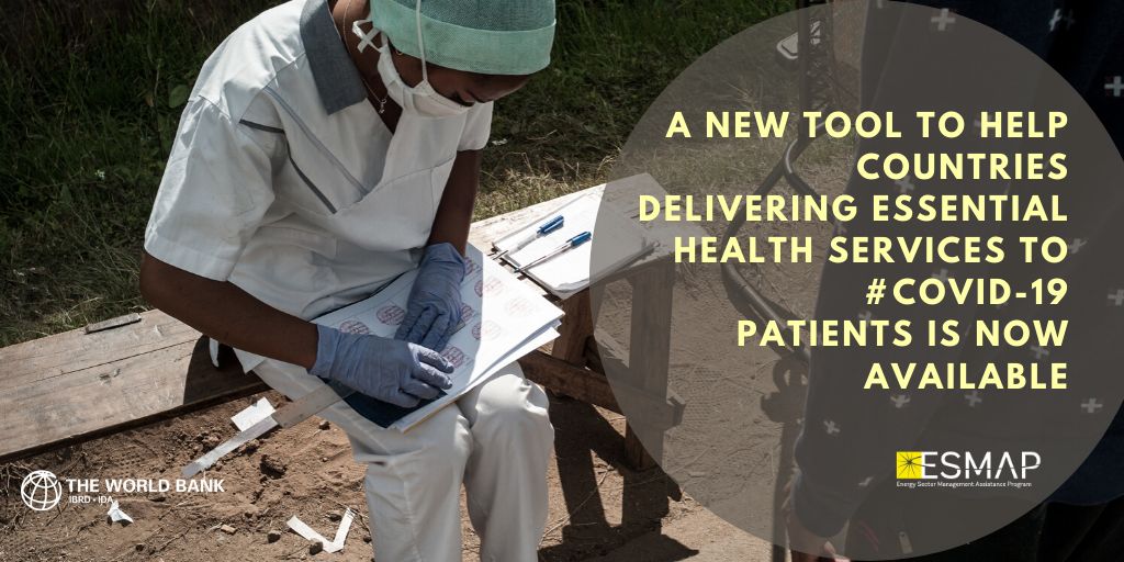 WBG_Energy's tweet photo. Based on electricity needs and supply options for health clinics dealing with #COVID19, the HOMER Powering Health Tool calculates least-cost combinations of batteries and distributed solar energy as back-up to grid electricity if available. https://t.co/Uu1hYuQi7a https://t.co/likVMsBU3w