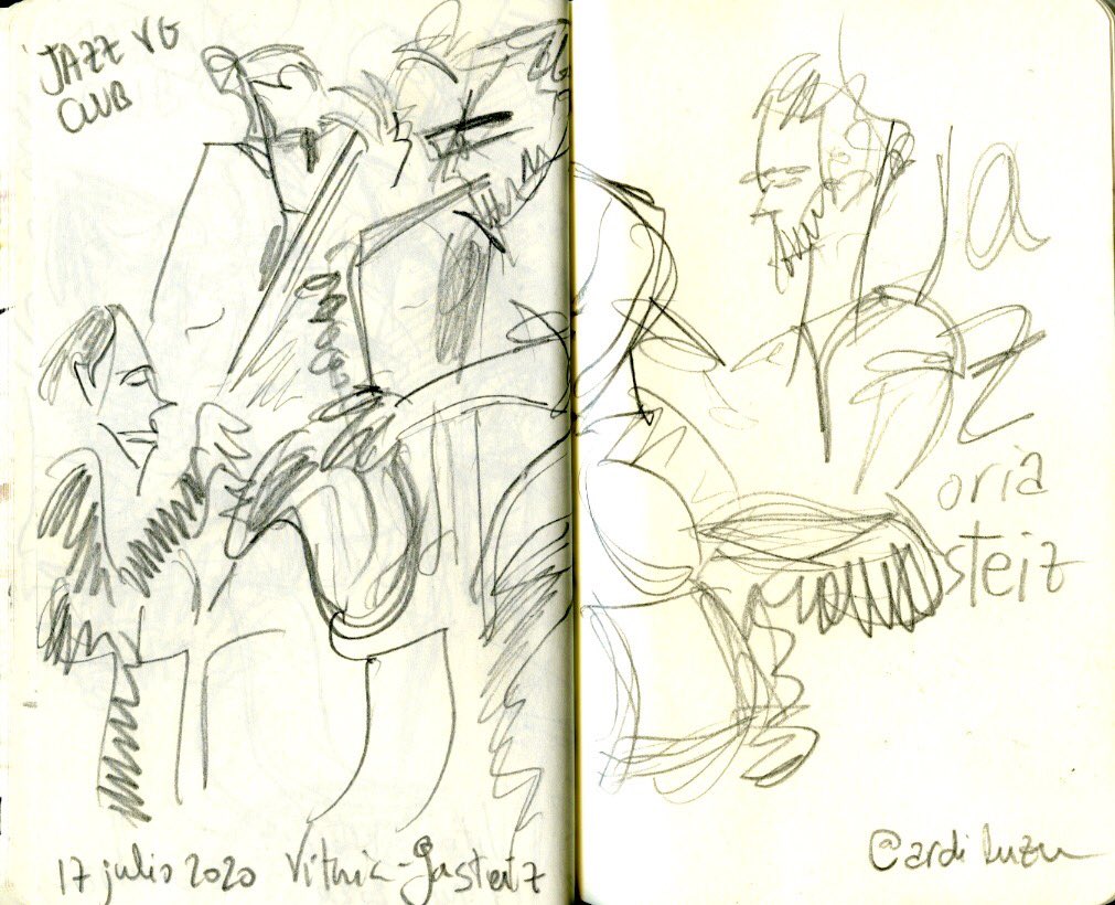 zuzenders's tweet photo. Ayer estuvimos en #JazzVGClub de @Jazzvitoria viendo a Rubén Salvador RS4 y a @ernestoaurignac Quartet
#zuzenders #musikaMarrazten #drawingthemusic #dibujandolamusica #vitoriagasteiz #jazz https://t.co/19lJ1c2xQ3