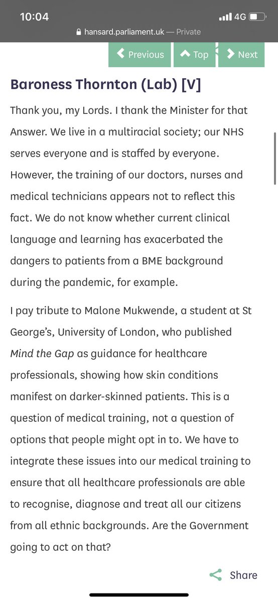 malone_mk's tweet photo. Mind the Gap made it into the House of Lords! There is still a lot of work to be done to make medical education in the UK inclusive of the diverse population it serves. I am calling on the government and higher governing bodies to help implement the change of curriculum! https://t.co/BgnwIYRThB