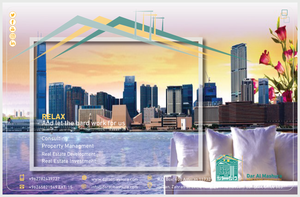 daralmashura's tweet photo. we are always with you
Dar Almashura for Real Estate Investment co. ltd.
#Our_Services
#Real_estate_consulting #Property_management
#Real_estate_development #Real_estate_investment
#Estimating_valuing_real_estate #Real_estate_brokerage
#Interior_design #Maintenance
00962782439737 https://t.co/S58fMTFhlo