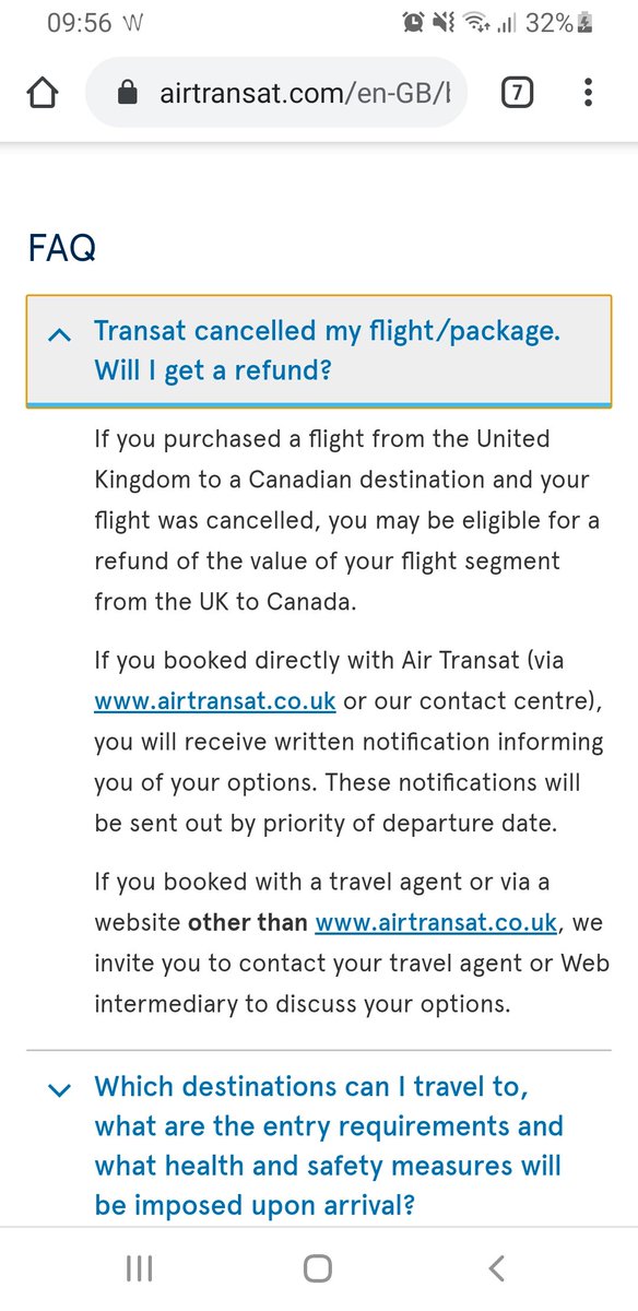 hayleydiamond's tweet photo. @ToriVonRadics @WhichUK @airtransat We're in the same boat I'm afraid. We've tried everything to get back what we're owed (and entitled to), they now have this on their website. What use is getting half my money? https://t.co/qffoxI0MG7