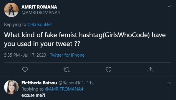 BatsouElef's tweet photo. 🙄What do you guys think about that guy?
😐Am I wrong?
Happy weekend(and coding) everybody😀
#100DaysOfCode #girlsWhoCode #peopleInTech https://t.co/fvdpnCRb1t