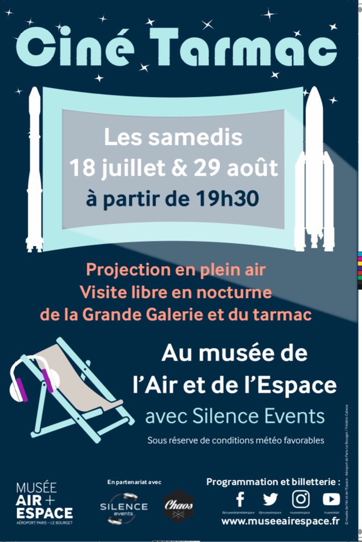 silence_events's tweet photo. A partir de 19h30, un Tarmac, des avions, des fusées, un coucher de soleil sublime, un écran géant, un film Apollo XIII, un casque, vous, moi sous un ciel étoilé 🎧🛩🚀🎬✈️ @MuseeAirEspace @alicecharbonnr @yuzhang_muse @NinaPollard_MAE
Silence Events #chaosprod #madvideo https://t.co/v10aIxhFDa