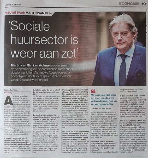 Interview met <a href="/mjrijn/">Martin van Rijn</a>, nieuwe voorzitter Aedes, in <a href="/ADnl/">AD.nl</a> bladen: 'we moeten zorgen dat iedereen een woning heeft die bij hem of haar past'.