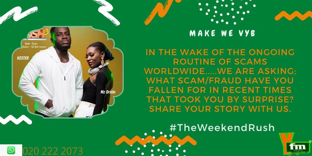 Y1079FM's tweet photo. Have you been a victim of scam? Share your stories with me today on the show ! #TheWeekendRush on till midday on Y107.9 https://t.co/qA6M1aO9q9