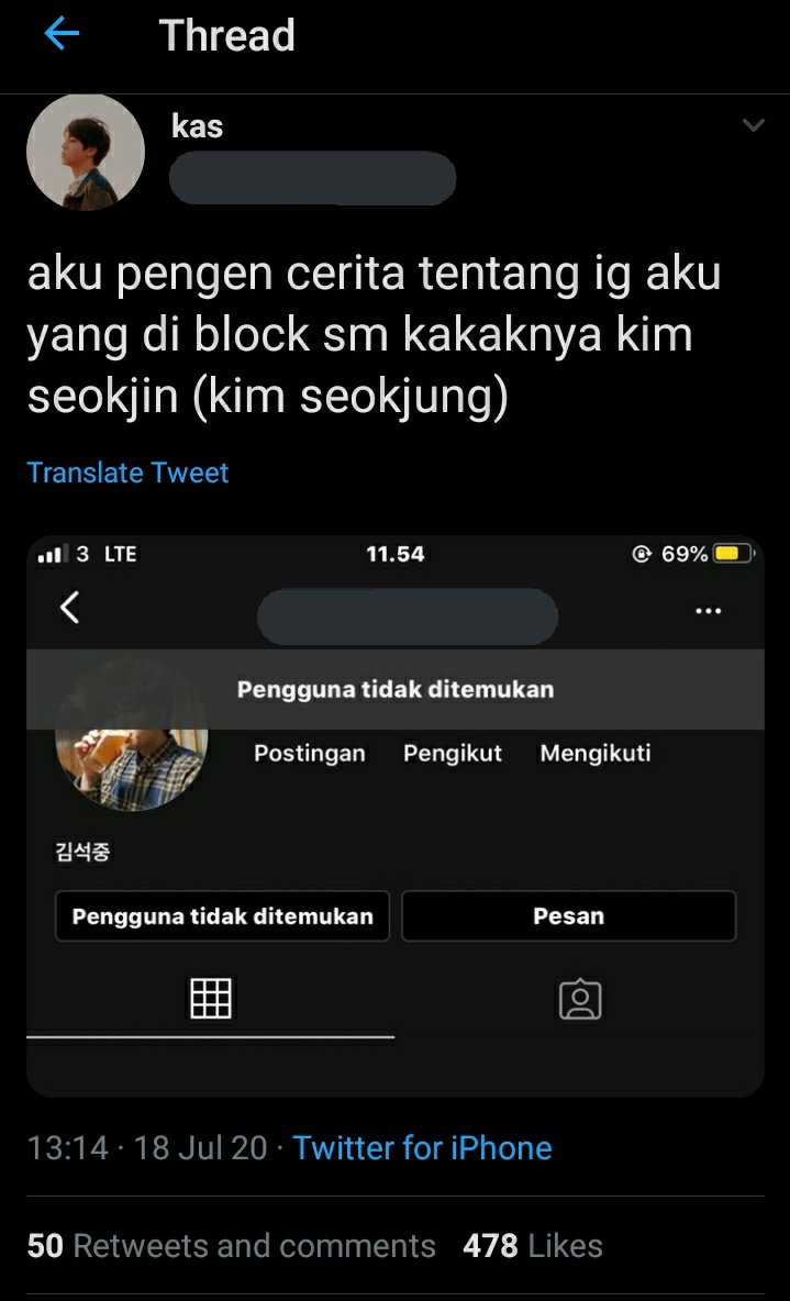 Okay jadi aku mau cerita; "Kenapa sih ig kamu diblock sama akun abangnya Seokjin?"Jawabannya simpel banget dan aku positive thinking yang bikin thread ada niatan edukasi ternyata tidak krn thread dihapus sementara efeknya sudah kemana-mana.So mari kita mulai utas ini.