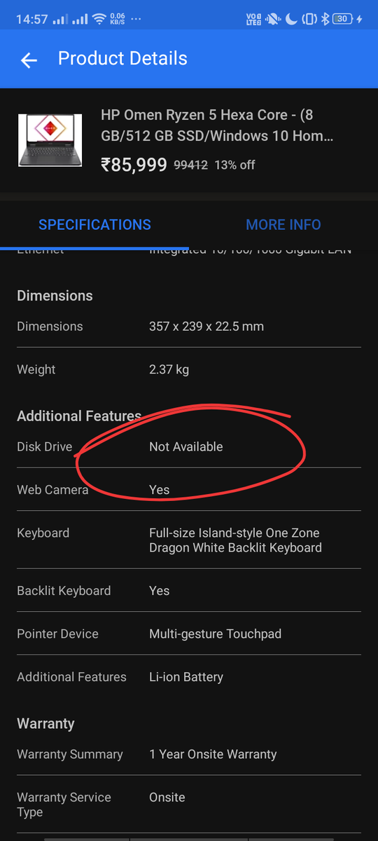 BeingVegeta's tweet photo. Dear @HPIndia and @OMENbyHP , Can you please tell why aren't you shipping 6 cell battery. Also if you are not... Why aren't you giving disk drive space if you are shipping smaller battery. Please mention the refresh rate of the screen too and which display are you using for india https://t.co/hVxjSzc3B8