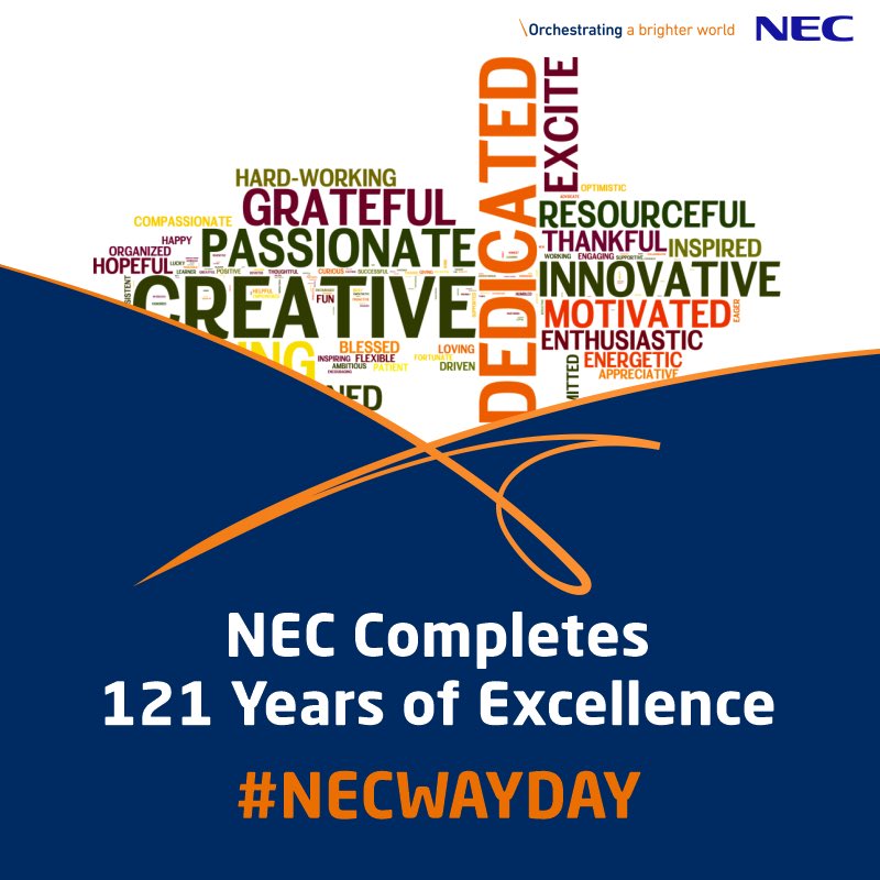 nec_india's tweet photo. With more than 2000 people coming together virtually from different parts of the country, we celebrated NEC's 121 glorious years as #NECWAYDAY on 17th July, 2020 by listening to our employees’ stories, followed by online award felicitation recognising their hard work and passion. https://t.co/H7PRifIbvs