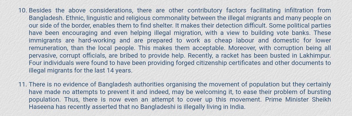 Political parties have encouraged illegal BD migration to get new votebanks, helped by corrupt officials & local Ms who hide them. But this much is already known.