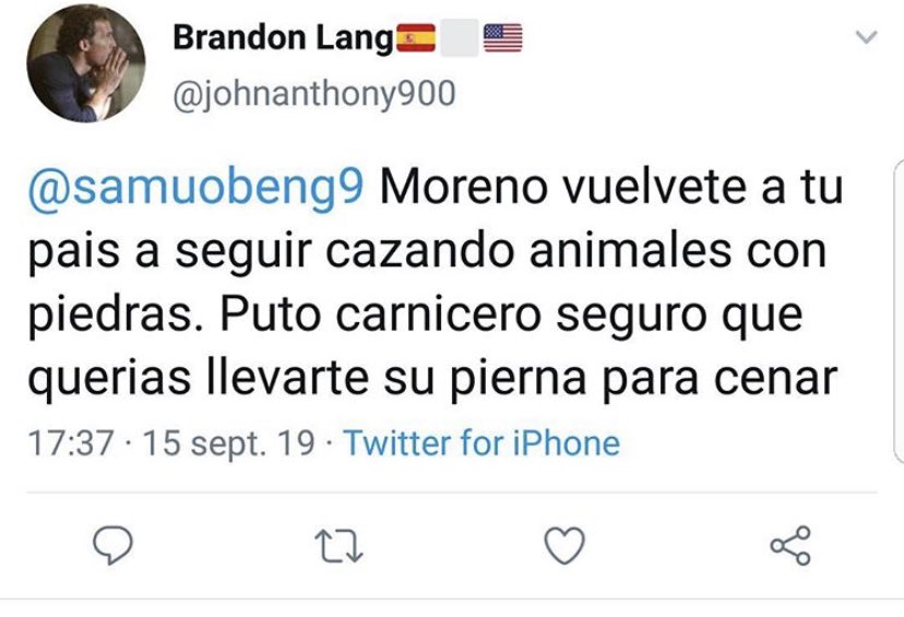 _ScreemFace_'s tweet photo. @samuobeng9 después de su expulsión contra el Elche, recibió insultos racistas como el qué veis en la imagen. Asqueroso.
Ayer @samuobeng9 marca el gol que le da la salvación al @RealOviedo
#TeamObeng 🖤 https://t.co/mDmlwpKGJ7