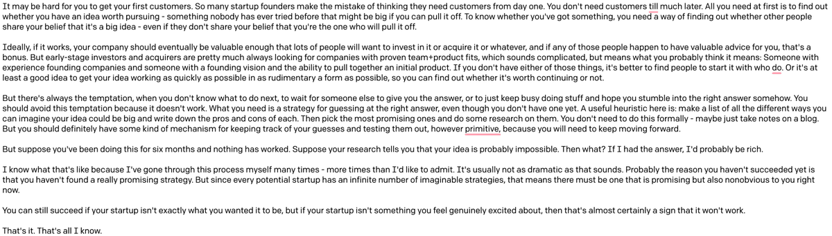 Wrote to  @paulg on GPT3 to guide me on starting a startup.Here's what it said.