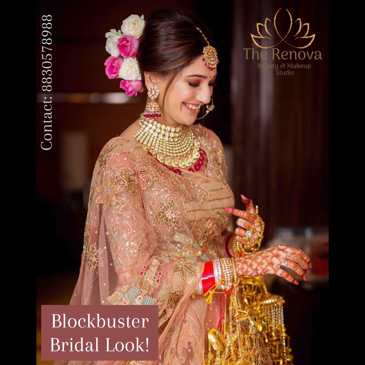 the_renova's tweet photo. """The most beautiful bride ever!"" is a sentence every girl wants to hear on her big day. We make sure to make this dream come true for our brides. Get in touch with us for special bridal and pre-bridal packages for make-up and grooming. 
For appointments call 8830578988 https://t.co/SVEJfCwrPT