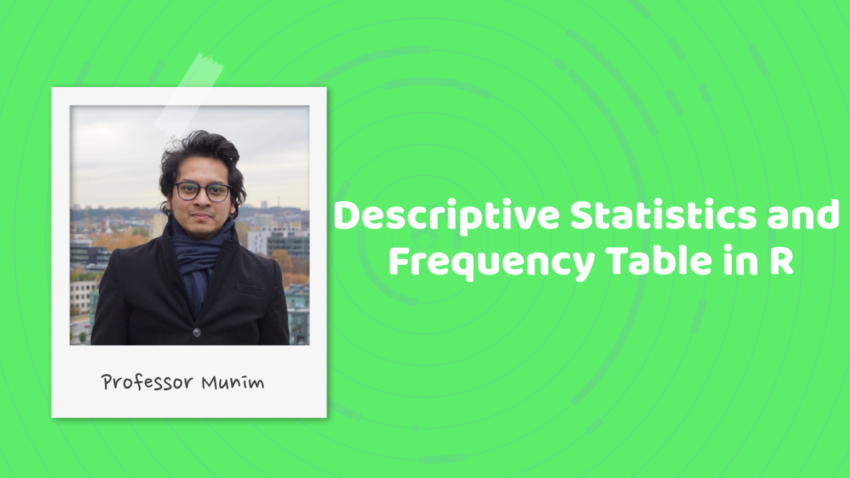 zhmunim's tweet image. Descriptive Statistics and Frequency Table in R Studio, see youtu.be/muxgThT0Yxs
.
#DescriptiveStatistics #RStudio #ResearchHUB #StandardDeviation #Frequency