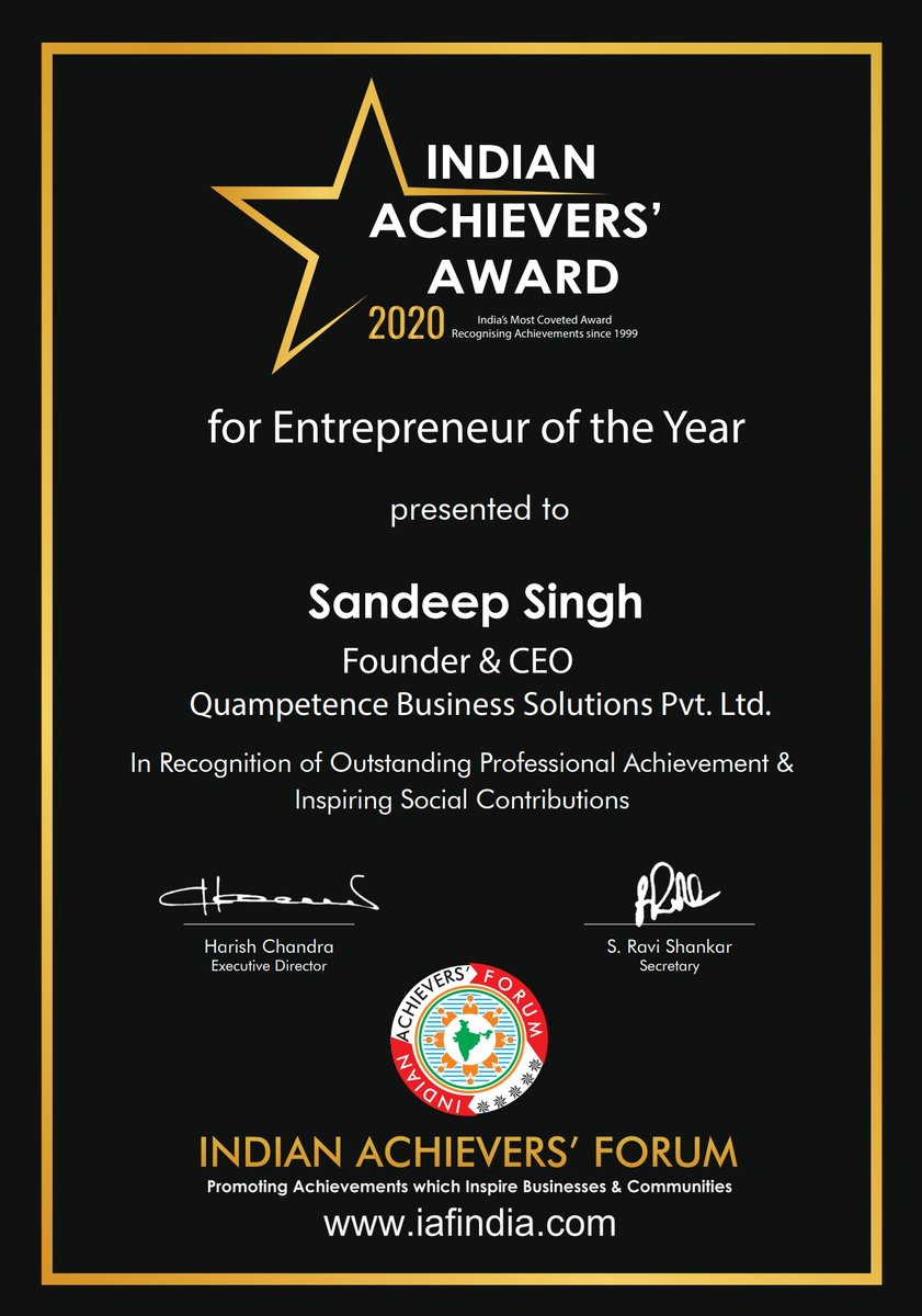 ___Sandeep___'s tweet photo. I am overjoyed to announce I have been awarded the most recognized &amp; prestigious ‘Indian Achiever’s Award’ as the ‘Entrepreneur of the Year’.

*Picture with Trophy coming soon :-) https://t.co/6qBFNYoipX