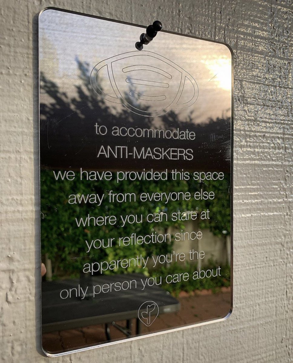 magdalenaqmusic's tweet photo. The best sign I’ve seen. 💯🙌🏼 #WearADamnMask 
Credit: @2ndwndStudio https://t.co/jwCjiuw6g2