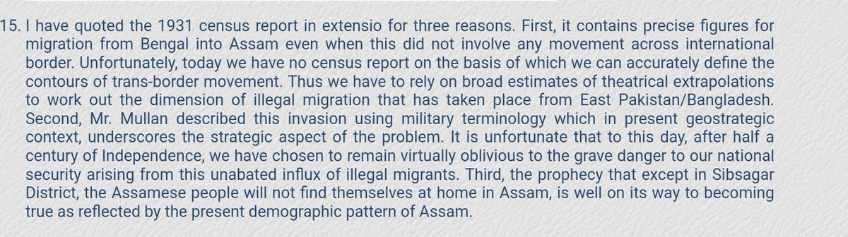 SC Mullan back in 1931 used military terminology to describe the movement of Ms into Assam because he realised the strategic threat of it but our leaders never did.Mullan also said apart from Sibsagar, in no district will Assamese feel at home. He was prophetic