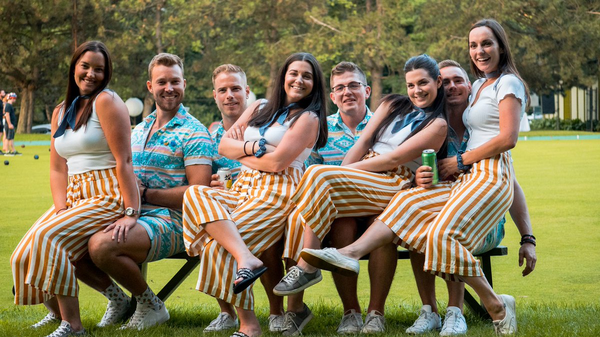 LawnSummer's tweet photo. LSN, your destination for over-capacity benches, cute group photos, and great company. We're bringing all of that (except the over crowding) off the greens and online this year for virtual trivia! Have you registered yet? https://t.co/M8VVuFCGtn