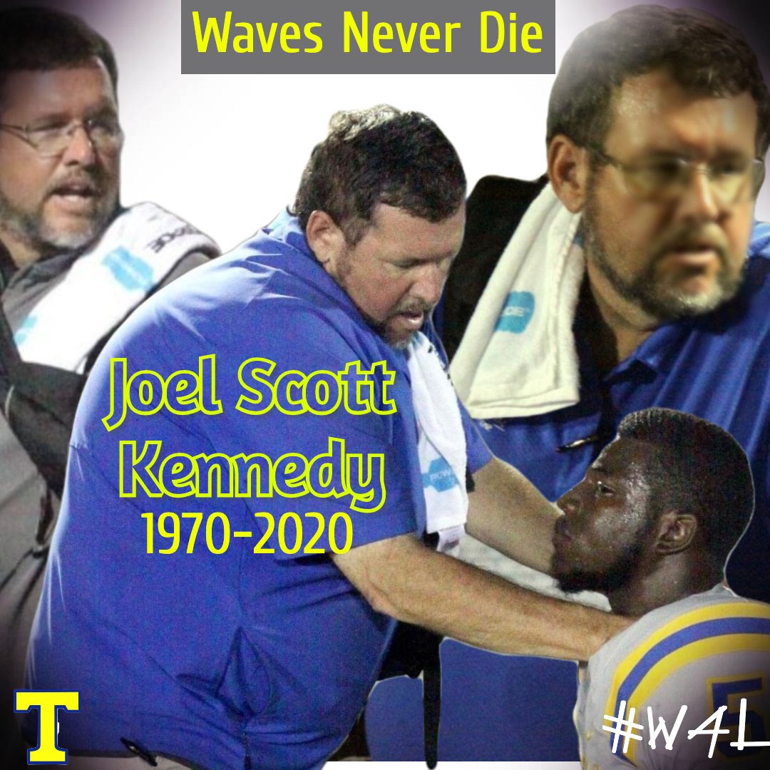 TupeloFloodZone's tweet photo. Our condolences go out to the family of our trainer,Joel Kennedy. His loyalty in taking care of the young men from @tupelofootball will never be forgotten. Once a Wave Always a Wave. https://t.co/XnfkX51uS9
