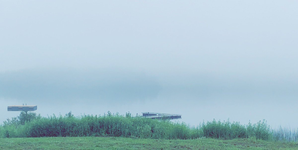Bbell80's tweet photo. The Saturday morning fog; a good book, hot cup of coffee ☕️and a comfy sweater and warm woolys🧦#LacLaRonge #breakintherain https://t.co/MwNSIDTkAu