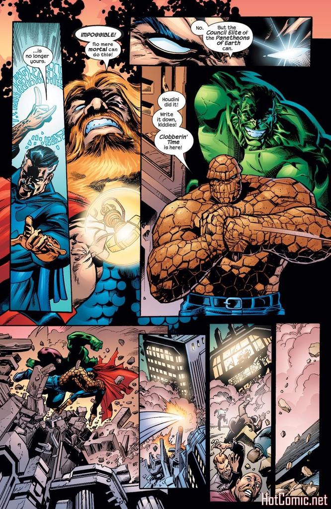 One armed Thor defeats hulk and the thing