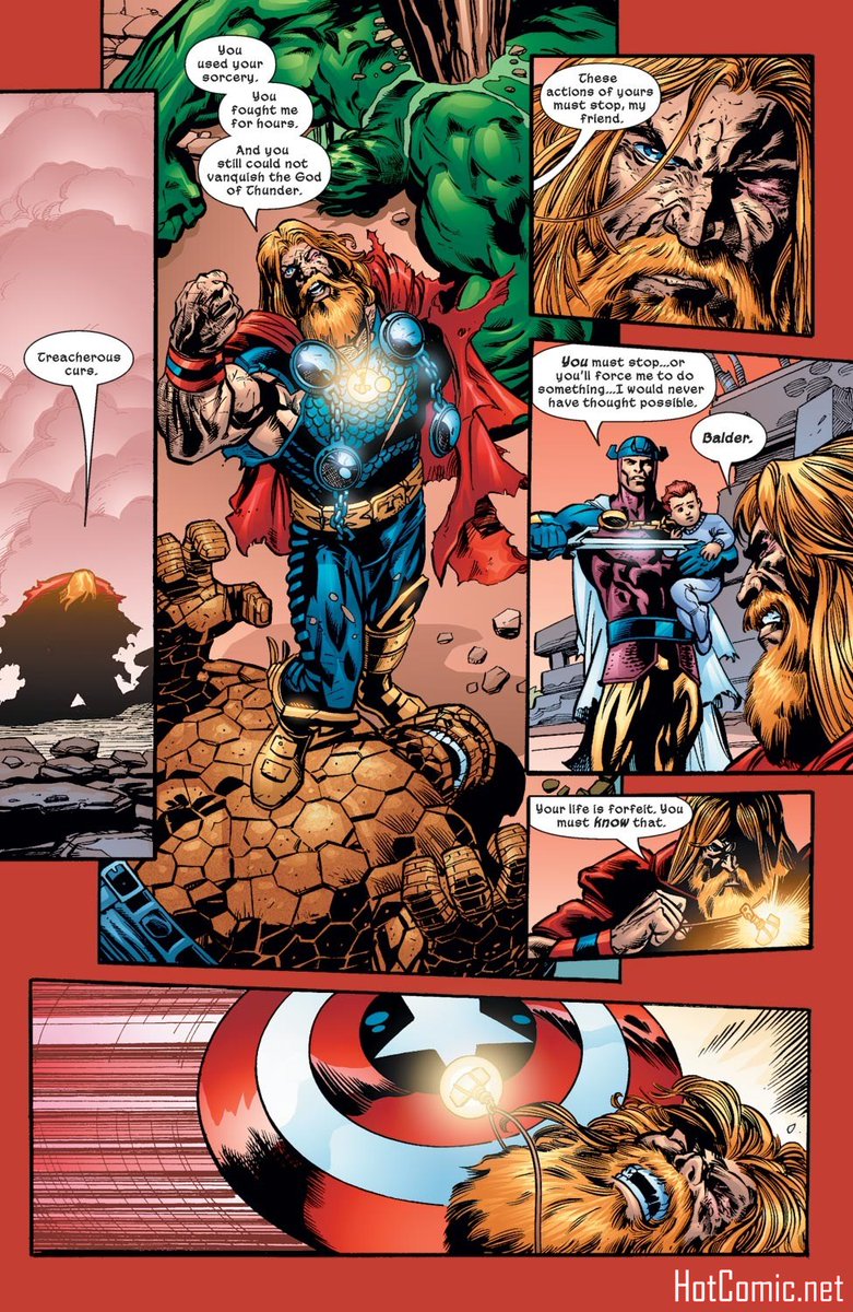 One armed Thor defeats hulk and the thing