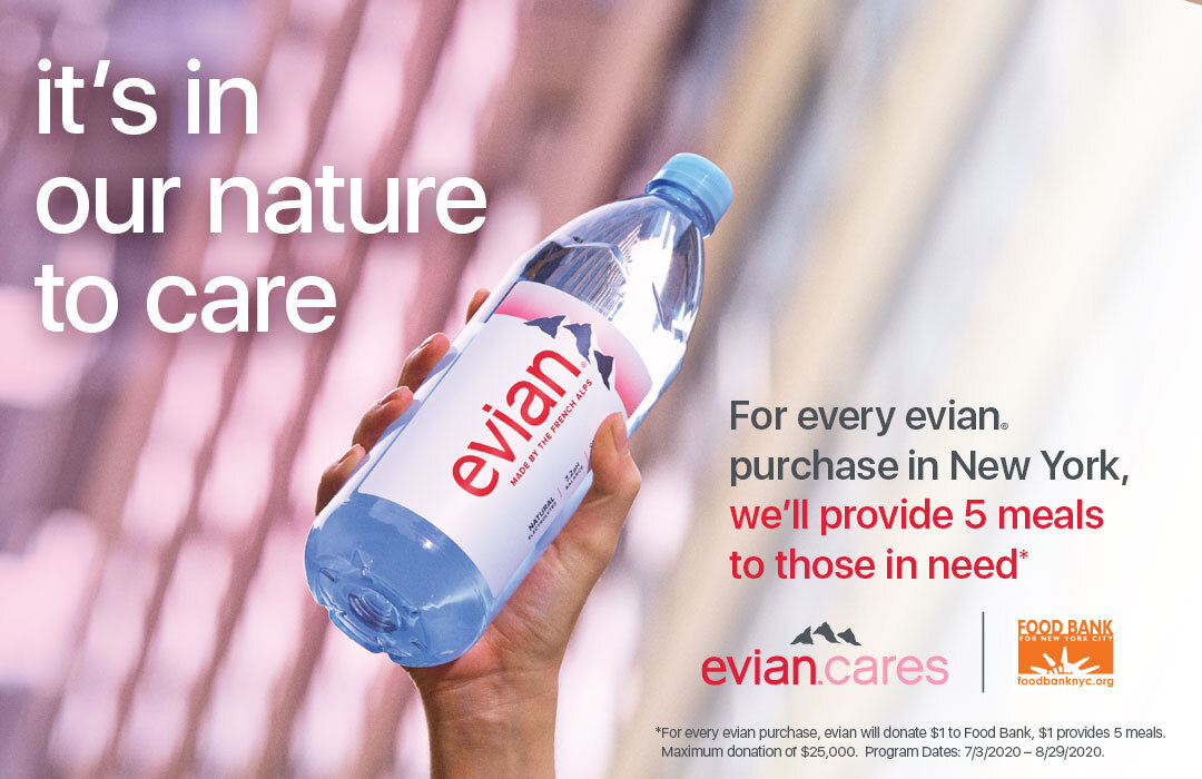 We love seeing our favorite brands give back during these times. For every purchase in New York <a href="/evianwater/">evian</a> is providing @foodbanknyc 5 meals to those in need. Drink water and do some good ❤️
