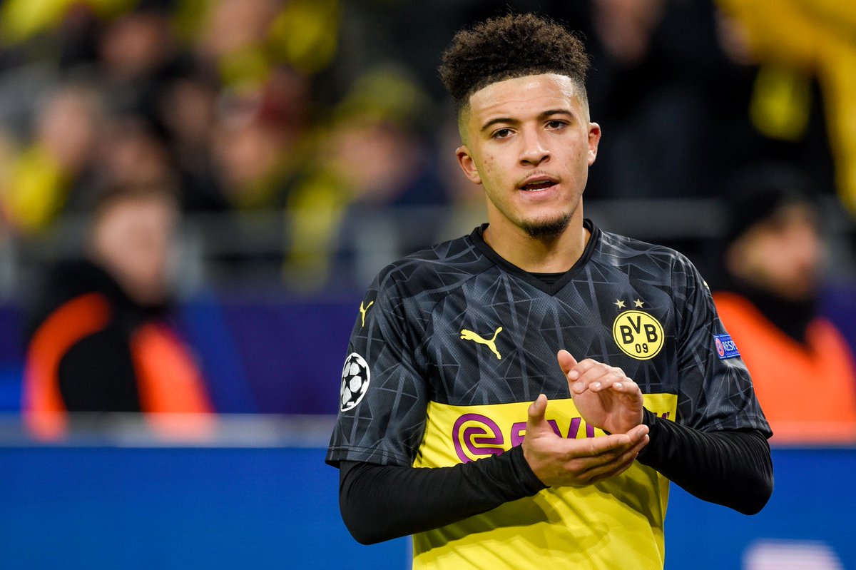 UnitedStandMUFC's tweet photo. "I don’t know what to say to that. It’s hard to say. That’s the future. You never know what could happen, so we will wait and see." Jadon Sancho https://t.co/lOEBqE6deD