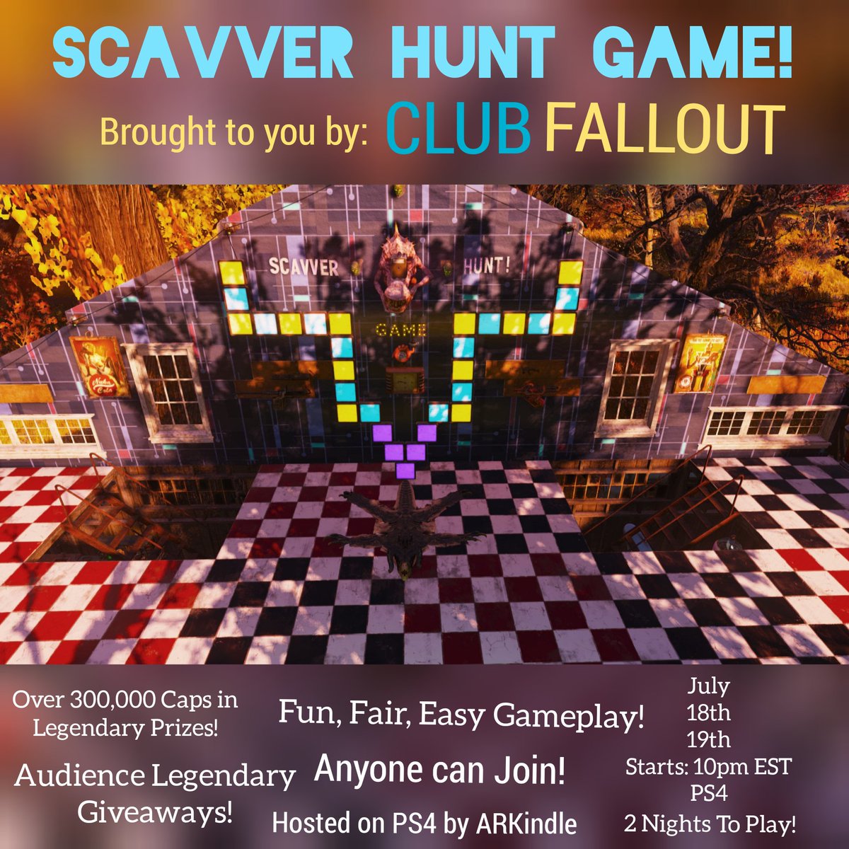 Don't miss out on this #Fallout76 #Ps4 event!
"Scavver Hunt"
A game of speed and knowledge!
Are you the fastest junk collector in the wastes?
Prove it tonight at 10pm EST

Brought to you by #ClubFallout ☢
Hosted on Ps4 by #ARKindle 

Check this out! ⬇️
cdn.discordapp.com/attachments/62…