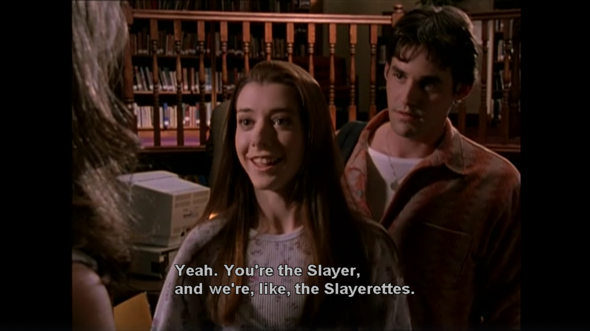 two things: 1. look at cordelia !! she 2. "the slayerettes" willow i love u