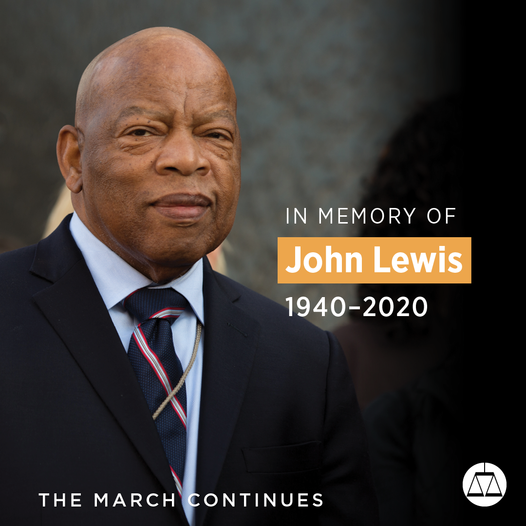 splcenter's tweet photo. “Congressman Lewis was not only a valiant hero combatting Jim Crow, but he was also a leading figure in the movement for racial justice, pushing Congress and presidents to act with moral integrity against all forms of injustice”—SPLC President &amp; CEO Margaret Huang https://t.co/4l64Mct1OU